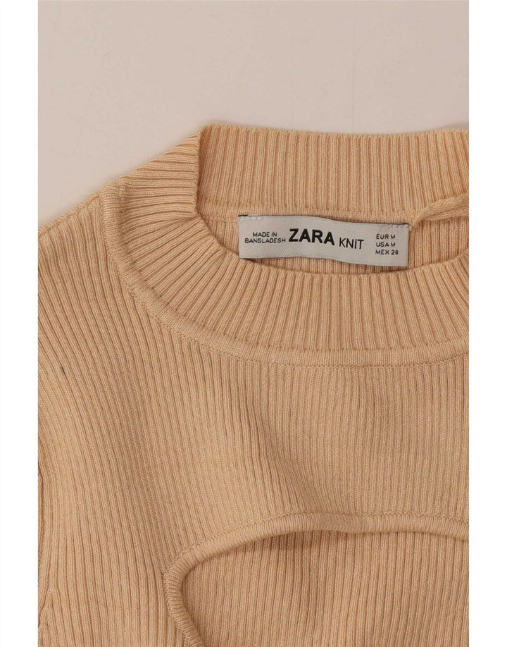 Женский укороченный топ Zara с рукавом 3/4 UK 12, средний бежевый