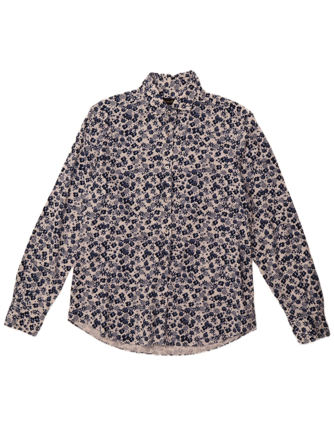 Мужская рубашка Massimo Dutti, большая, темно-синяя с цветочным принтом