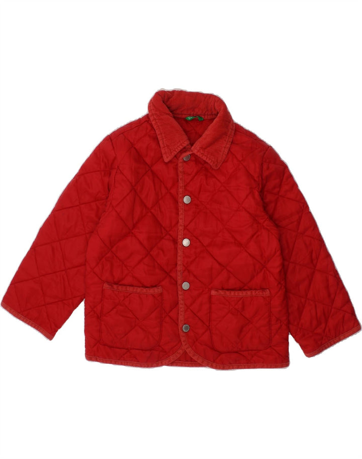 BENETTON Boys Quilted Jacket 2-3 Years 2XS Red Polyamide Vintage Benetton and Second-Hand Benetton from Messina Hembry 