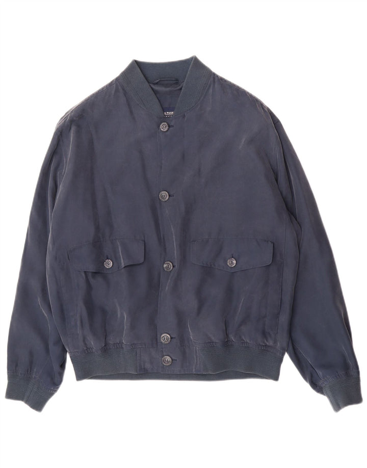 Мужская куртка-бомбер Porto Di Panama IT 48 Medium Navy Blue Silk
