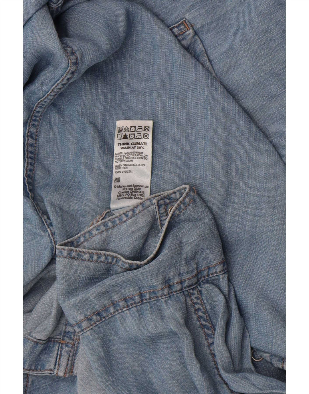 Женская джинсовая рубашка Marks & Spencer UK 18 XL синяя из лиоцелла
