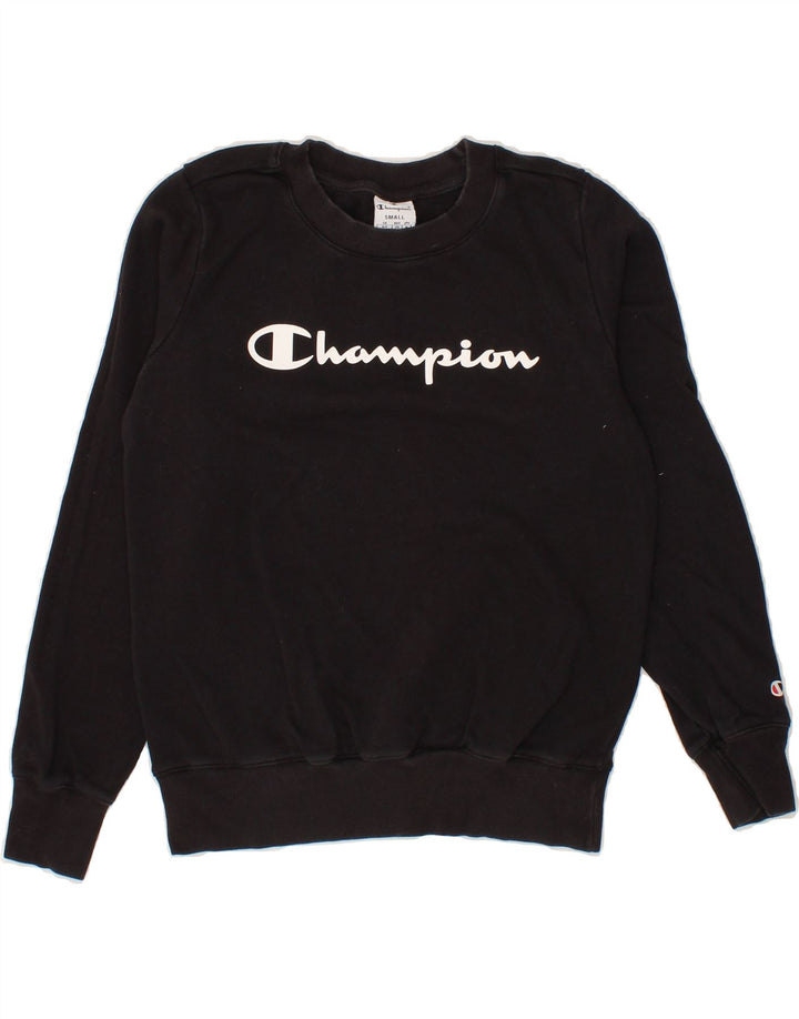 CHAMPION Womens Graphic Sweatshirt Jumper UK 10 Small Black Vintage Champion and Second-Hand Champion from Messina Hembry 