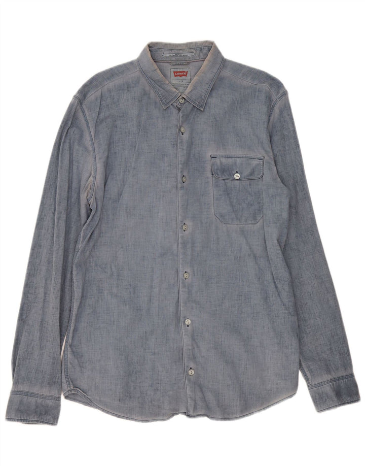 Мужская рубашка современного кроя Levi's, большая синяя хлопковая рубашка