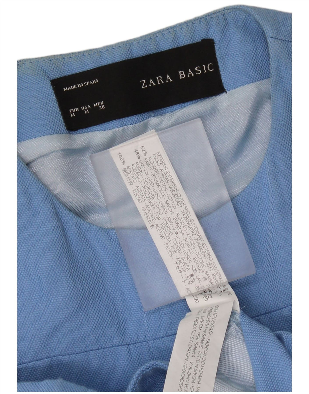 Женское пальто Zara UK 12, хлопок среднего синего цвета