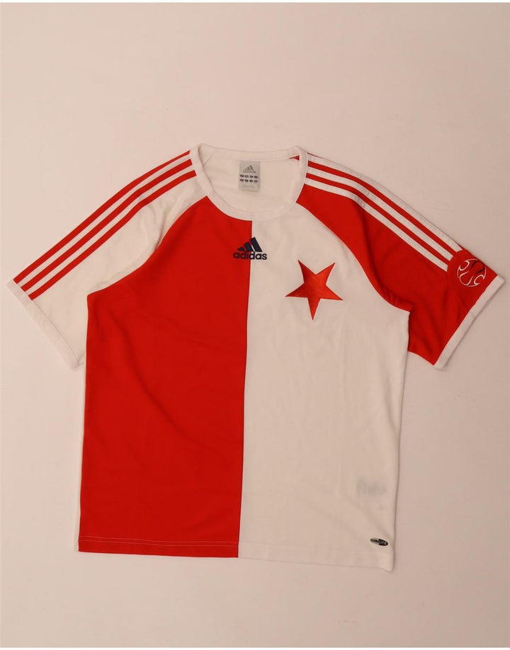 Мужская футболка Adidas Climalite с графическим рисунком, средний красный, полиэстер с цветными блоками