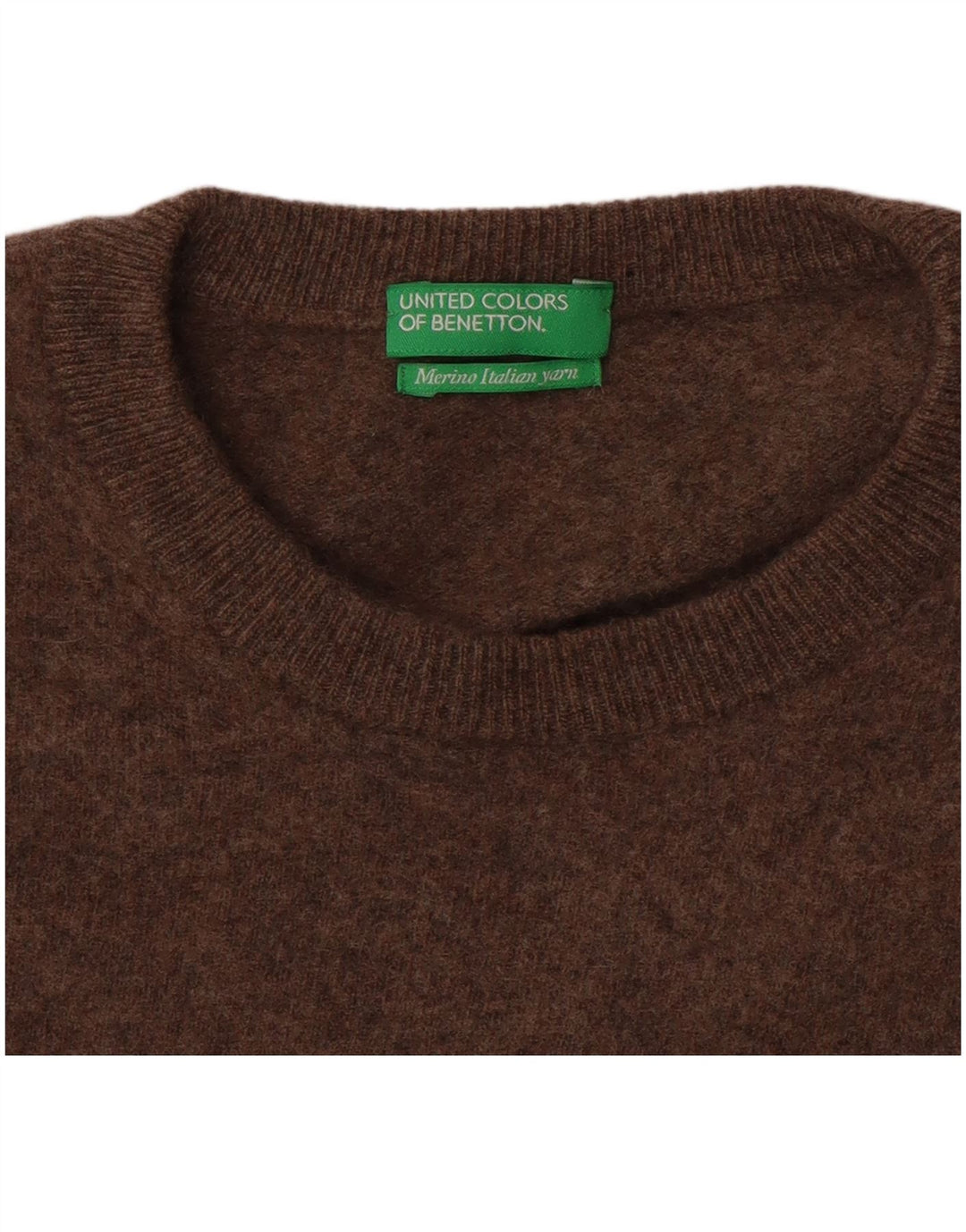 Женский джемпер с круглым вырезом Benetton UK 12, средний коричневый