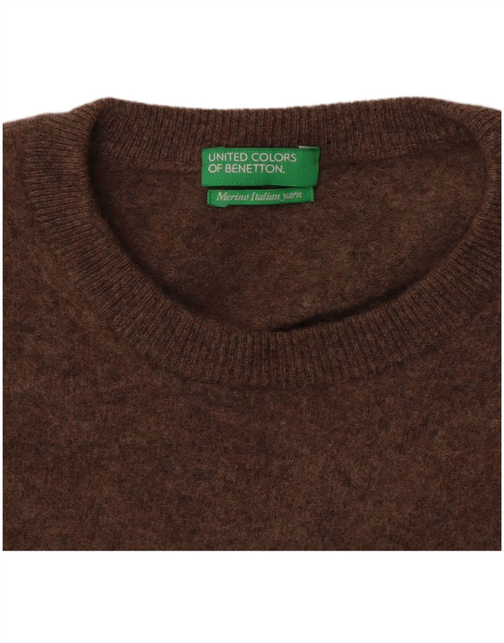 Женский джемпер с круглым вырезом Benetton UK 12, средний коричневый