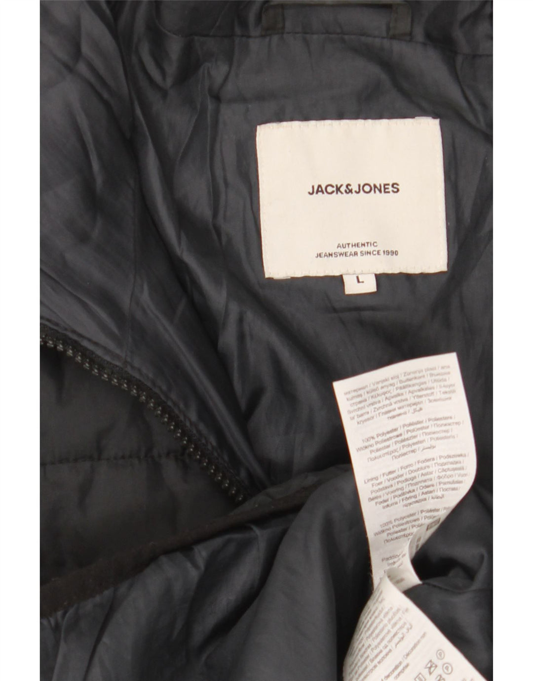 Мужская утепленная куртка Jack & Jones с капюшоном UK 40, большая, черная, полиэстер