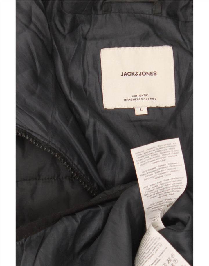 Мужская утепленная куртка Jack & Jones с капюшоном UK 40, большая, черная, полиэстер