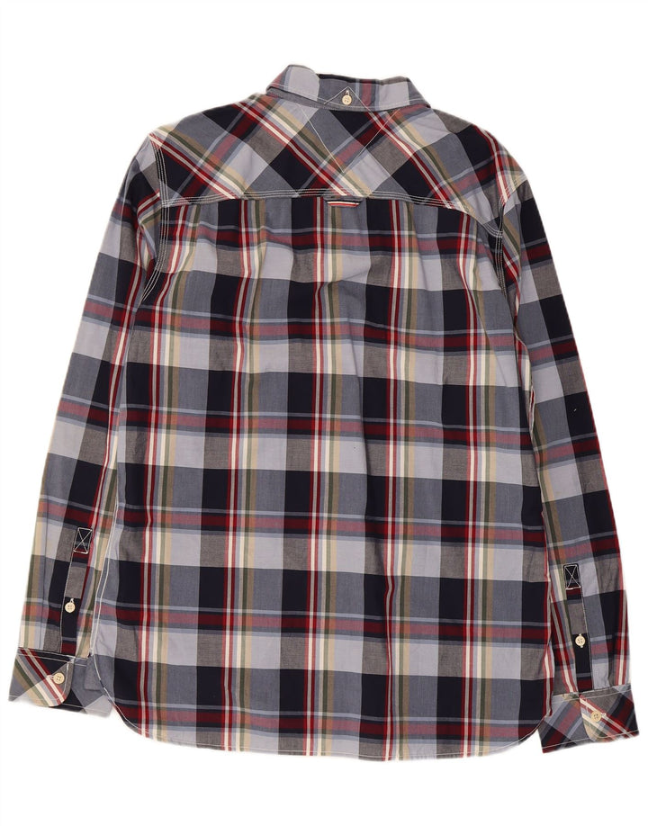 Мужская рубашка Tommy Hilfiger, большая темно-синяя клетка в клетку, хлопок