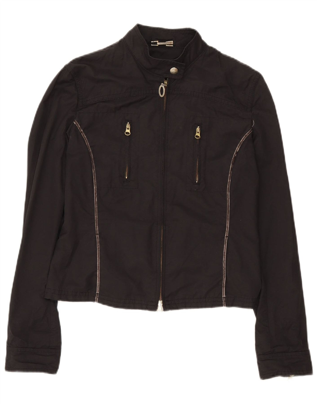 Trussardi Jeans Женский укороченный бомбер IT 46 Большой Черный Хлопок