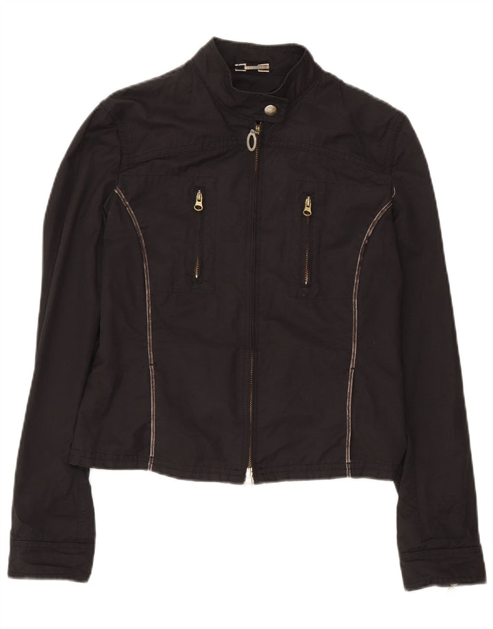 Trussardi Jeans Женский укороченный бомбер IT 46 Большой Черный Хлопок