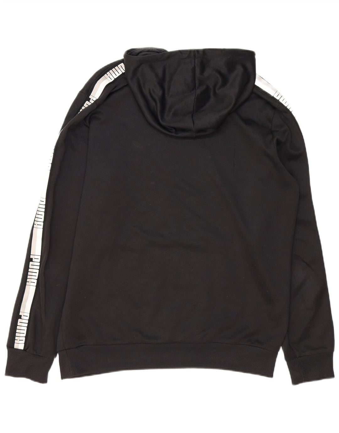 PUMA Mens Graphic Hoodie Jumper Medium Black Colourblock Cotton