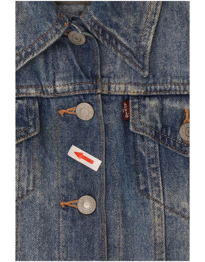 Женский укороченный джинсовый жилет Levi's UK 12, хлопок среднего синего цвета