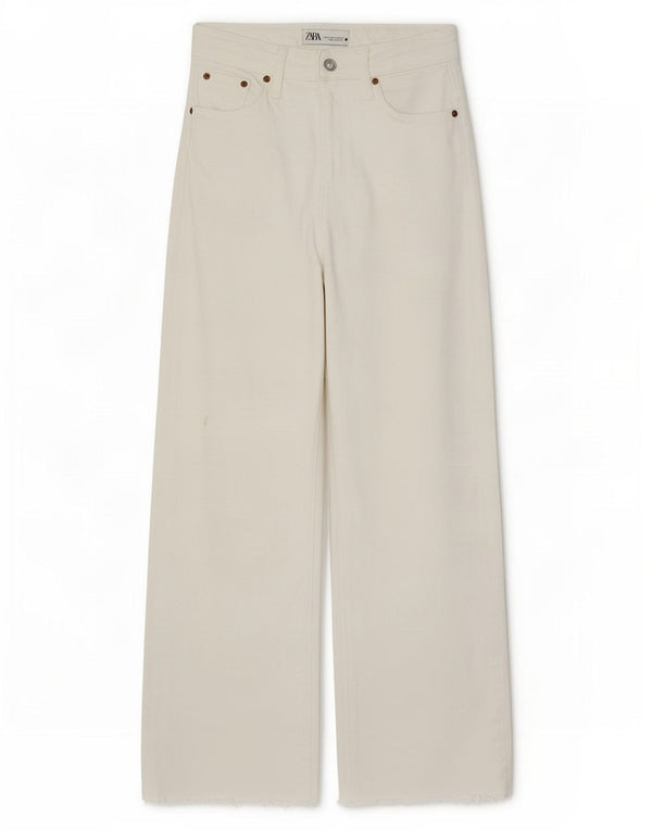 Женские широкие джинсы с высокой талией Zara EU 34 2XS W24 L26, белый хлопок