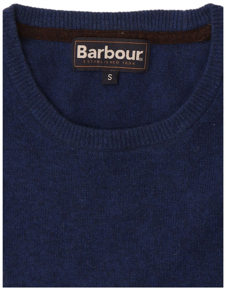 Мужской свитер Barbour с круглым вырезом, маленький, темно-синий, из овечьей шерсти