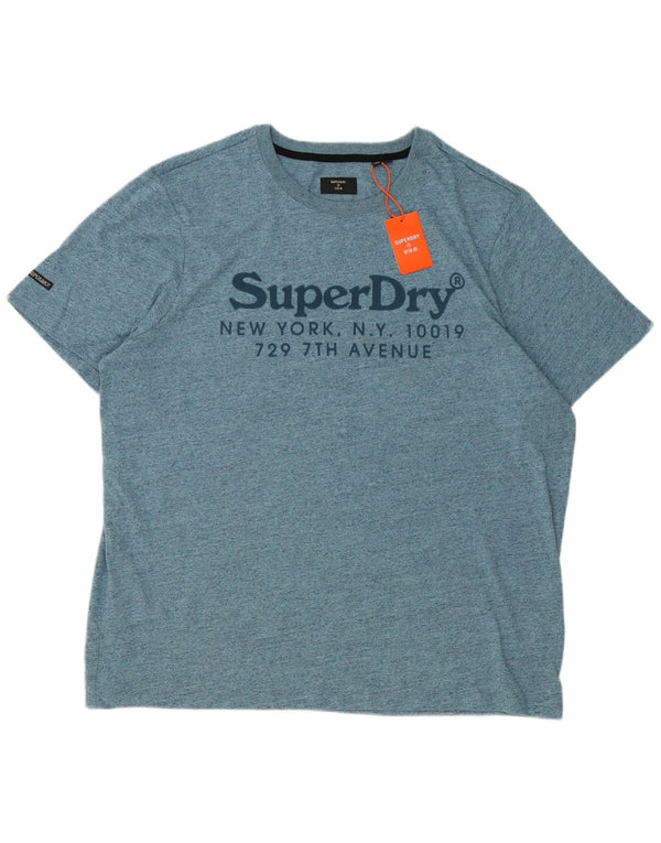 Мужская футболка с рисунком Superdry 3XL, синяя хлопковая крапинка