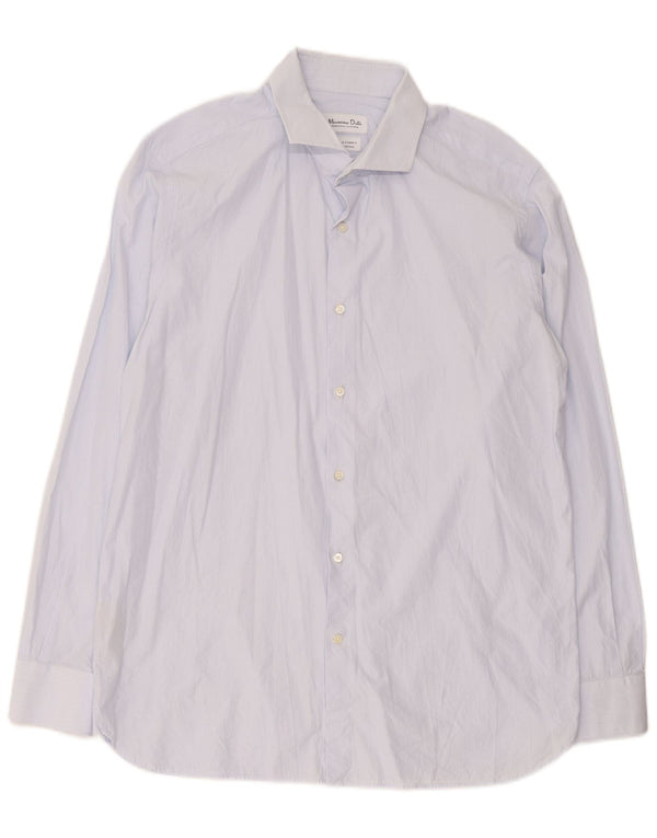 Мужская рубашка Massimo Dutti, размер 44 17 XL, синяя хлопковая полоска