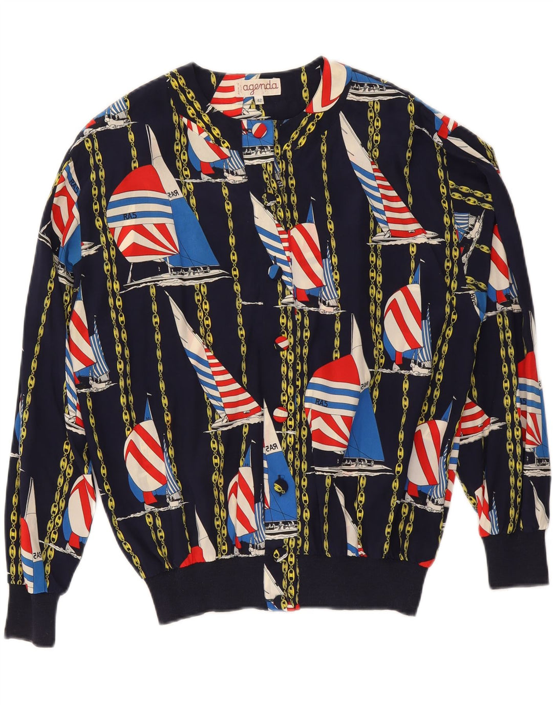 AGENDA Женский бомбер с абстрактным узором IT 42 Средний Темно-Синий Шелк