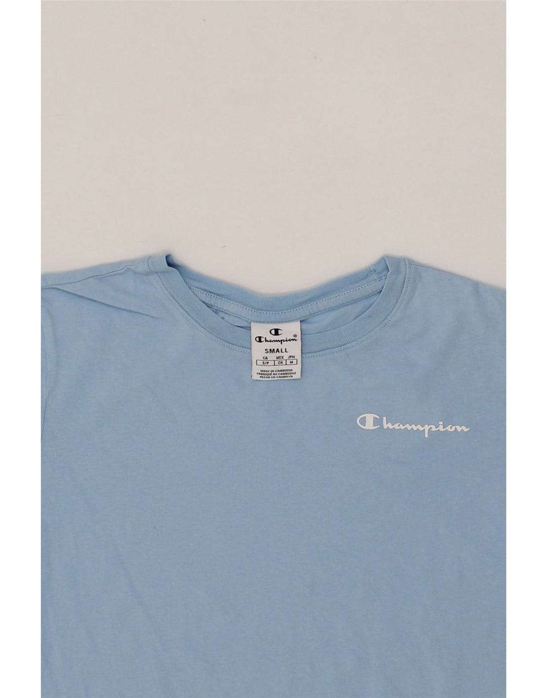 CHAMPION Womens T-Shirt Top UK 10 Small Blue Vintage Champion and Second-Hand Champion from Messina Hembry 