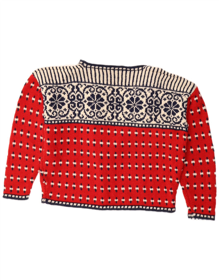 ВИНТАЖНЫЙ женский открытый кардиган, свитер UK 18 XL, красный Fair Isle