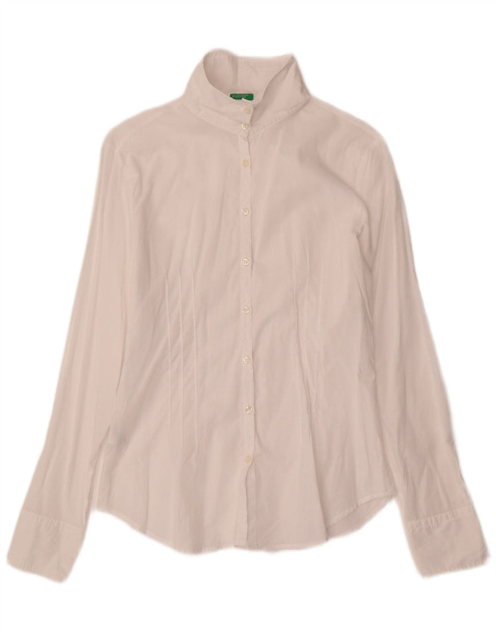 Женская рубашка Benetton UK 10, маленькая, белый хлопок