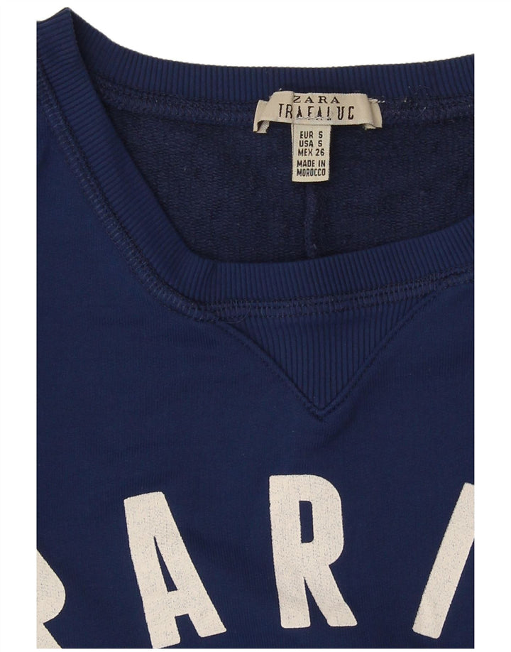 Женский джемпер большого размера Zara Paris с графическим принтом, Великобритания, 10, маленький синий