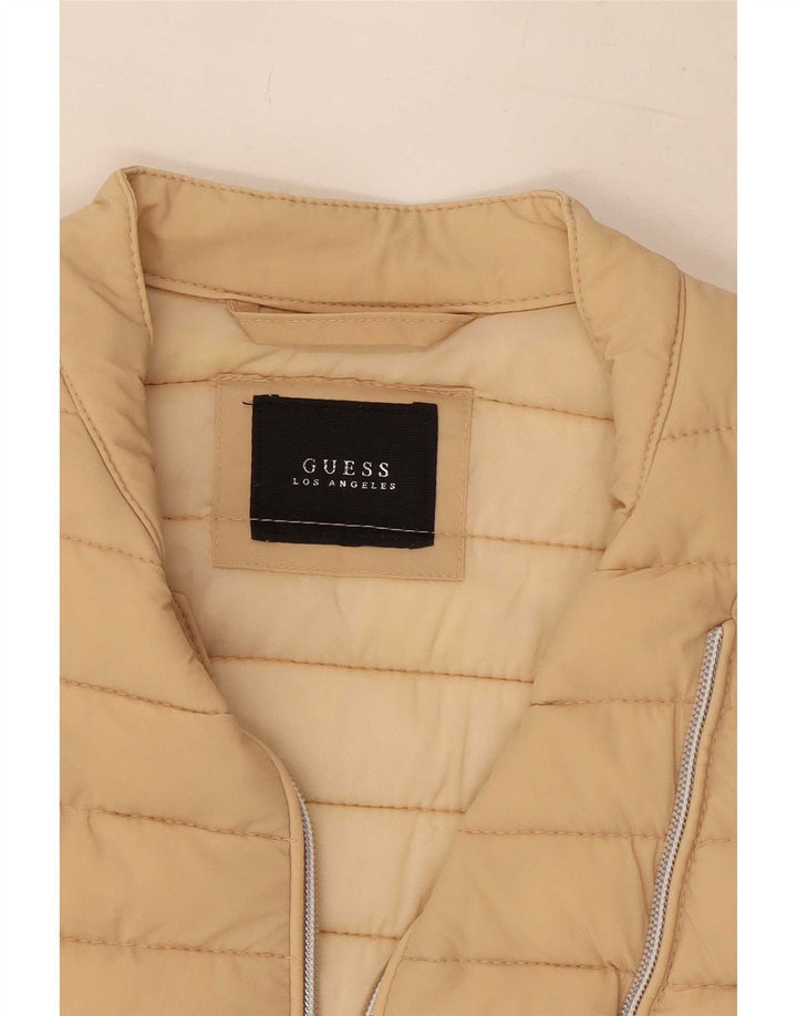 Guess Женская стеганая куртка UK 4 XS Бежевый полиуретан