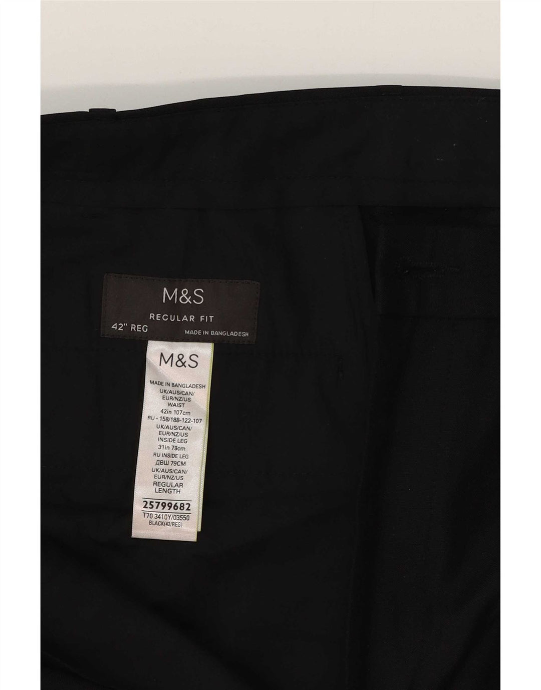 Мужские повседневные брюки стандартного кроя Marks & Spencer W42 L31, черный полиэстер