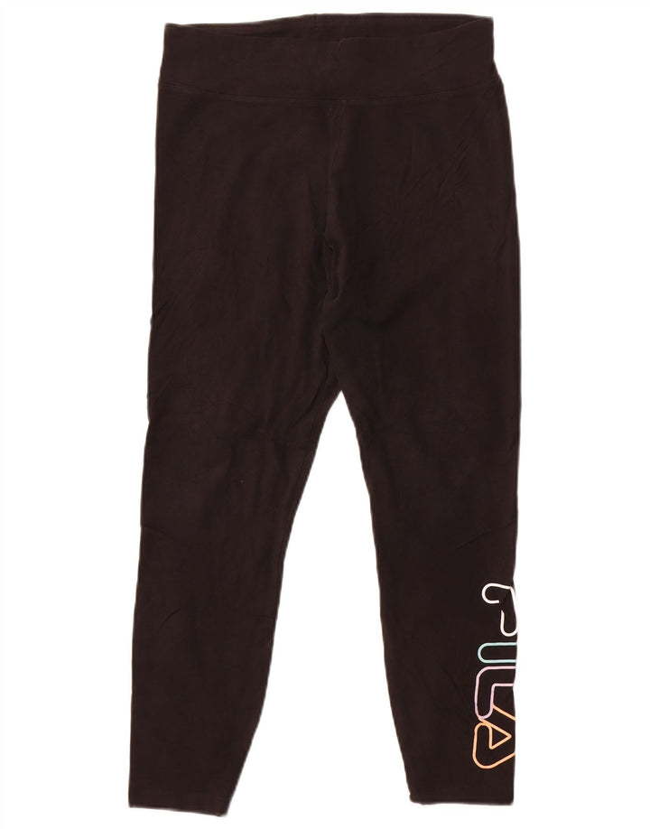 Женские укороченные леггинсы с рисунком Fila UK 14, большие черные хлопковые