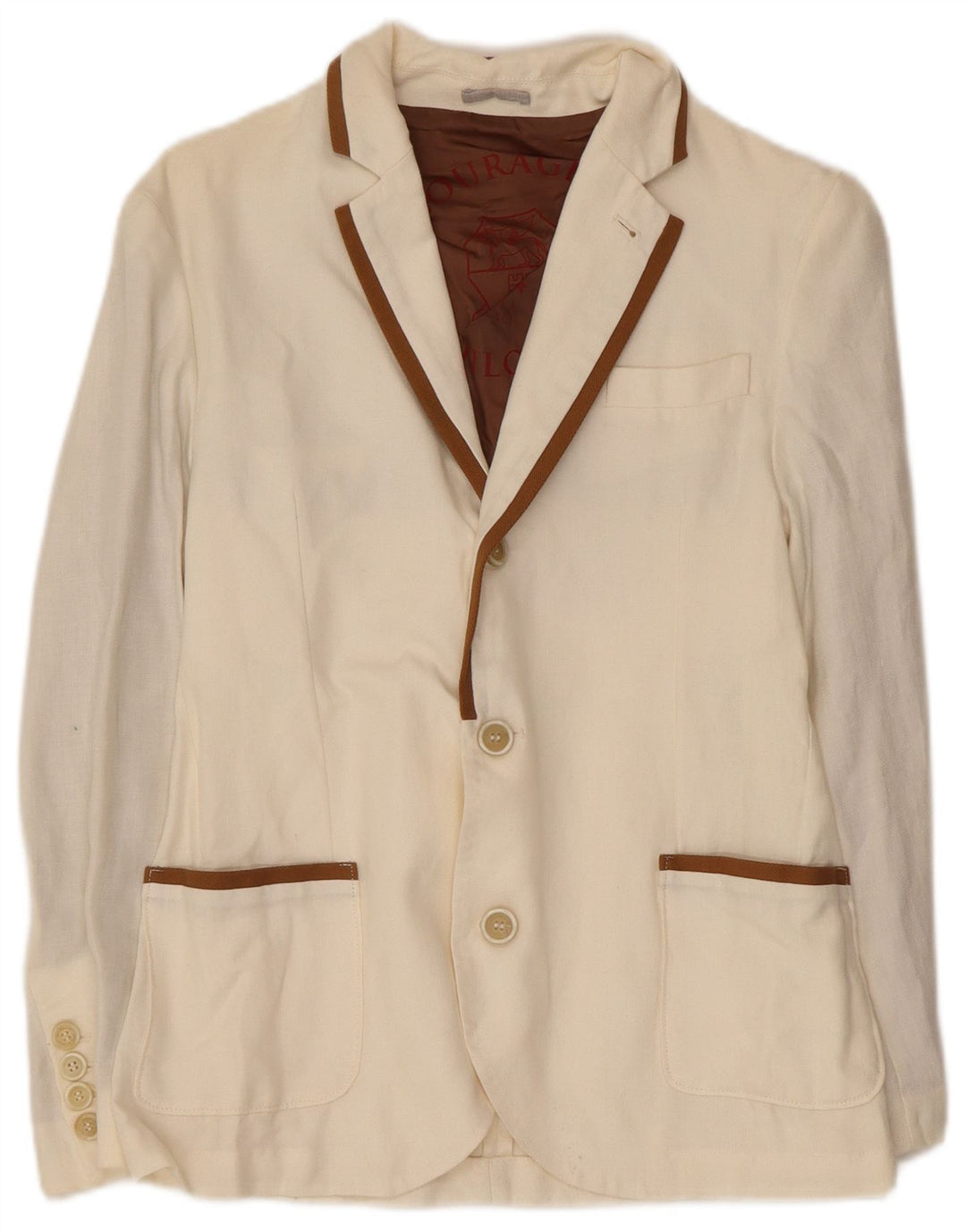 VINTAGE Boys 3 Button Blazer Jacket 11-12 Years White Linen