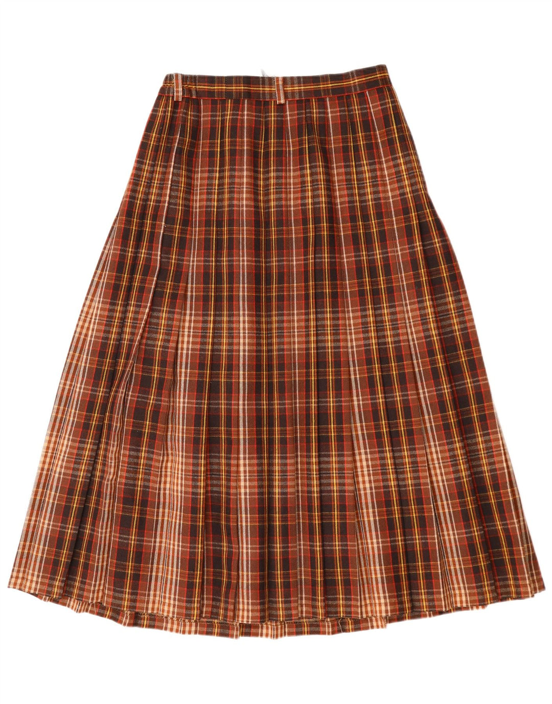 Женская плиссированная юбка с завышенной талией Hammer IT 38 XS W26 Коричневая шерсть в клетку