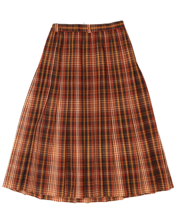 Женская плиссированная юбка с завышенной талией Hammer IT 38 XS W26 Коричневая шерсть в клетку