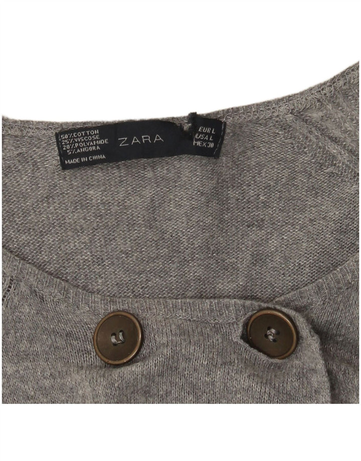 Женский кардиган Zara UK 14, большой серый хлопок