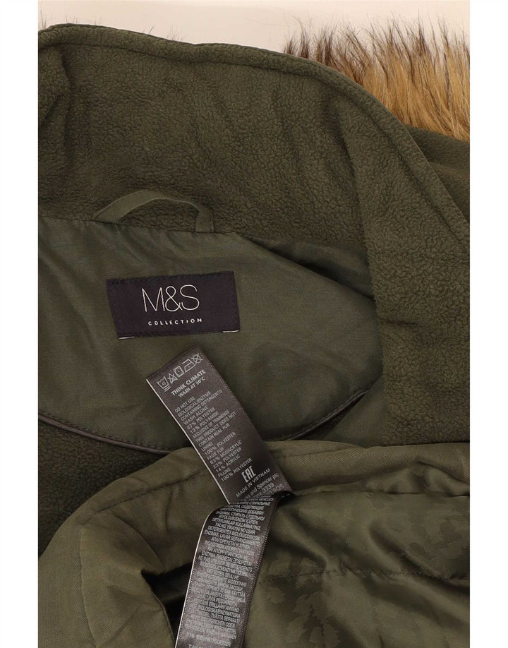 Женская парка с капюшоном Marks & Spencer UK 16, большой цвет хаки, полиэстер