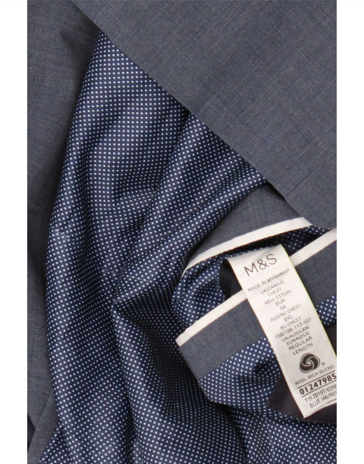 Мужской пиджак Marks & Spencer на 2 пуговицах, Великобритания, 46, 3XL, синий, шерстяной
