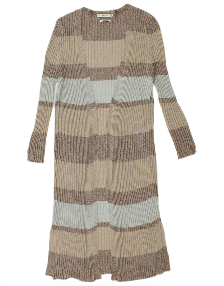 Женский удлиненный кардиган Zara UK 12, средний, в разноцветную полоску