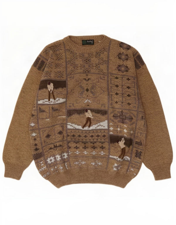 Мужской джемпер с круглым вырезом Tris Line IT 54 XL коричневый Fair Isle