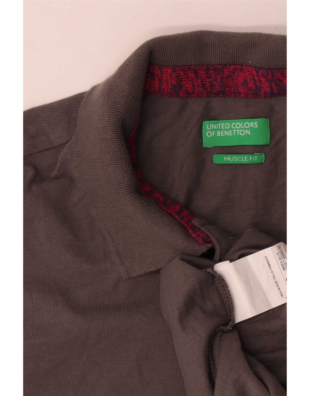 Мужская рубашка поло Benetton, хлопковая, среднего серого цвета