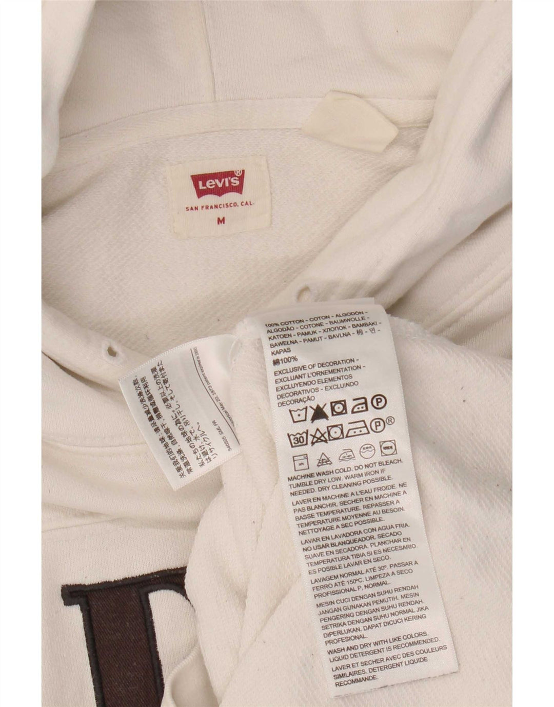Мужской джемпер с капюшоном Levi's, белый, хлопковый, среднего размера