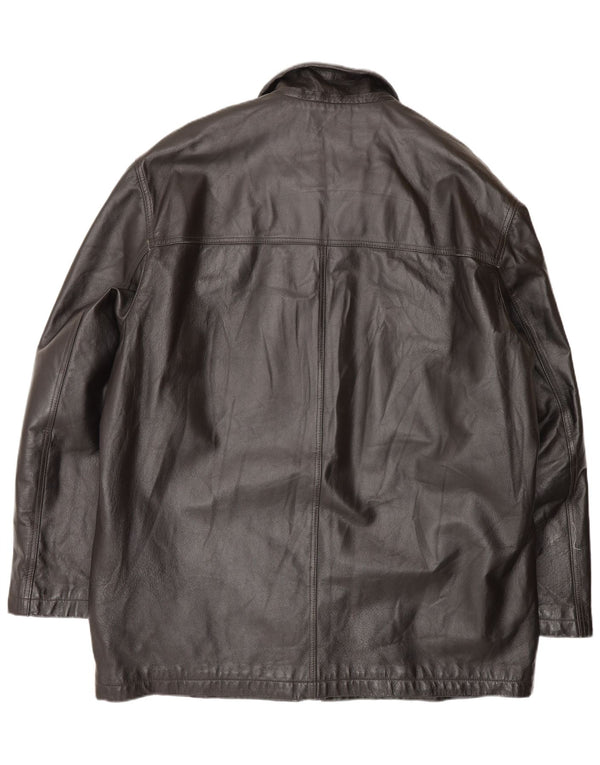 Винтажное мужское кожаное пальто IT 58 3XL черное