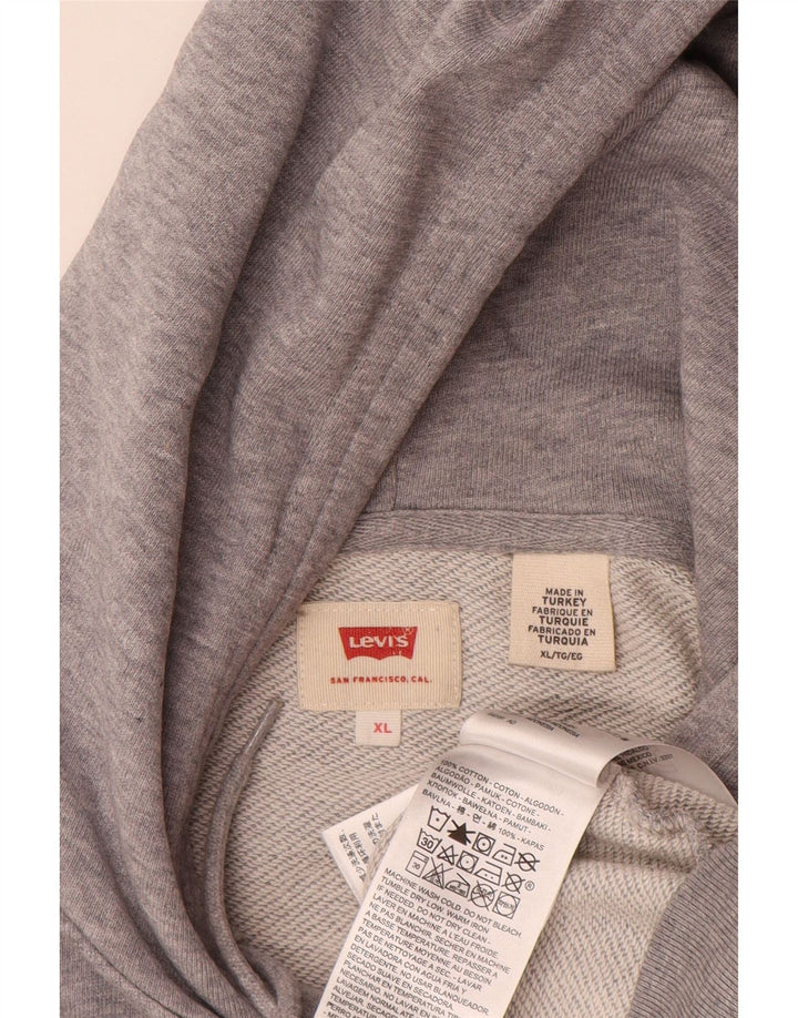 Мужской джемпер с капюшоном с рисунком Levi's XL, серый хлопок