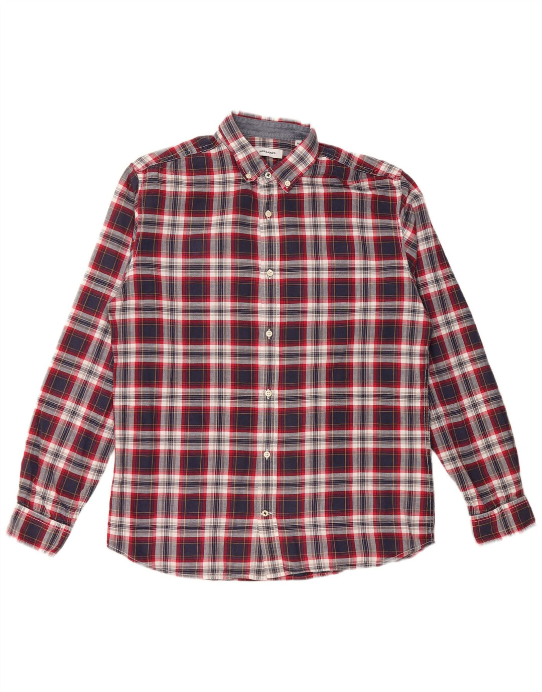 Мужская рубашка JACK & JONES среднего размера, темно-синяя клетка, хлопок