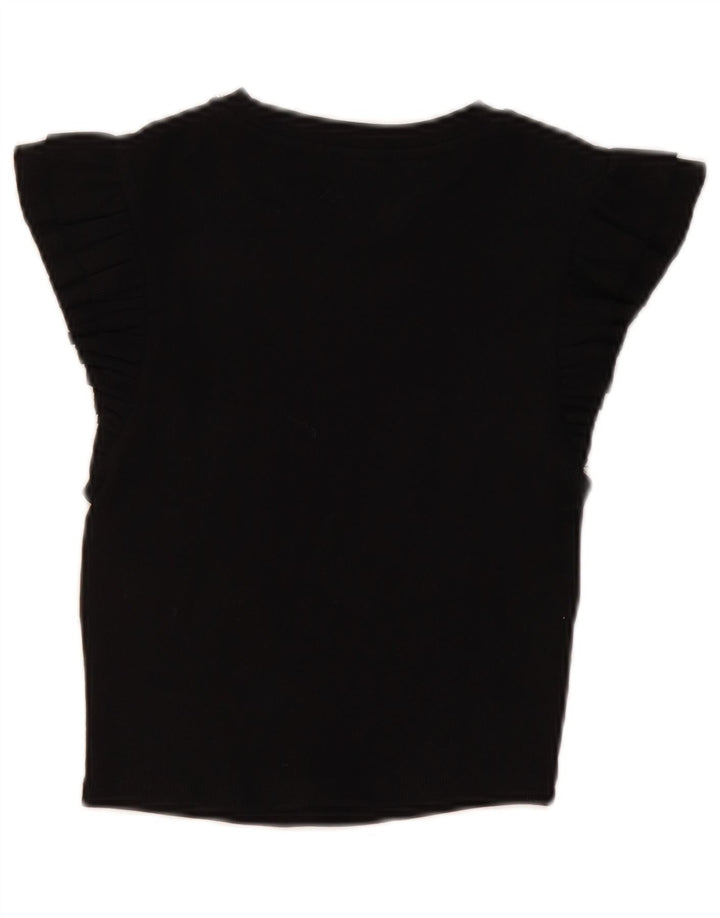 ZARA Womens Crop Blouse Top UK 12 Medium Black Cotton