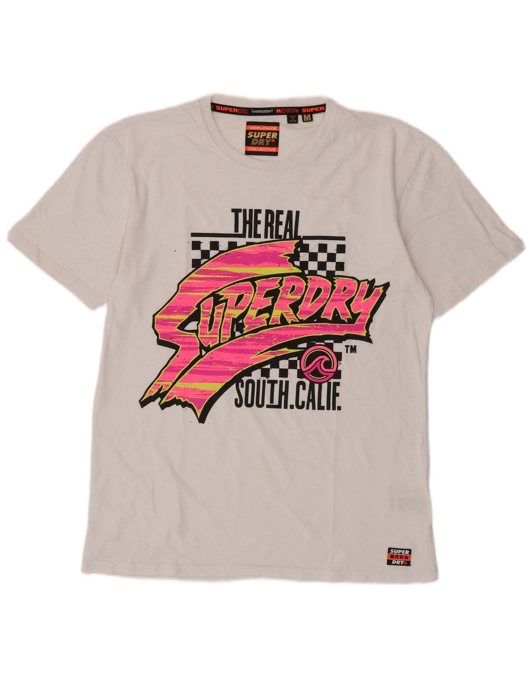 Superdry Мужская футболка с рисунком Топ среднего размера, белый хлопок