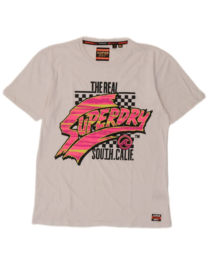 Superdry Мужская футболка с рисунком Топ среднего размера, белый хлопок