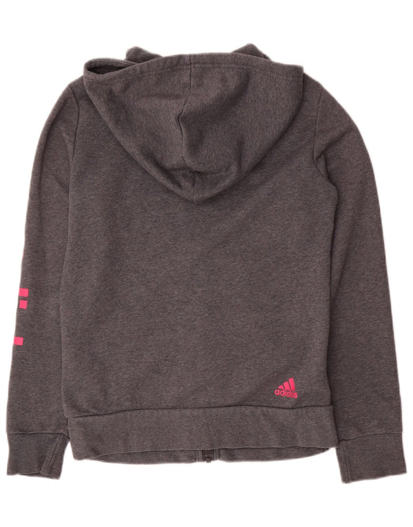 Женский свитер с капюшоном Adidas на молнии с графическим рисунком, Великобритания, маленький серый хлопок, 8/10