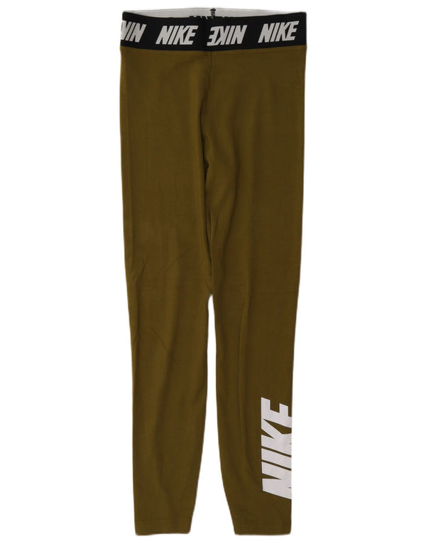 Женские леггинсы с рисунком Nike UK 10, маленькие, цвета хаки, хлопок с цветными блоками