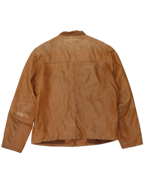 CARLO COLUCCI Mens Leather Jacket IT 54 2XL Brown Leather