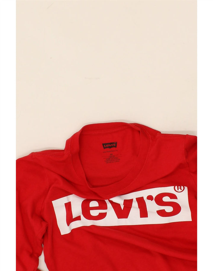 LEVI'S Girls Graphic Top Long Sleeve 7-8 Years Red Cotton Vintage Levi's and Second-Hand Levi's from Messina Hembry 